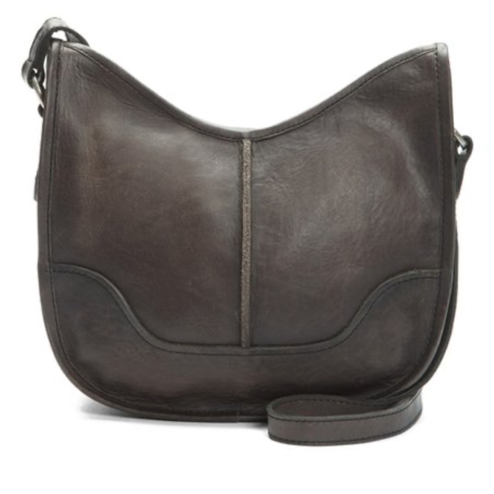 Frye Smoke Brown Cara Leather Crossbody Saddlebag Purse